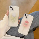 Elegant Tulip Shockproof Clear Silicone Case for iPhone
